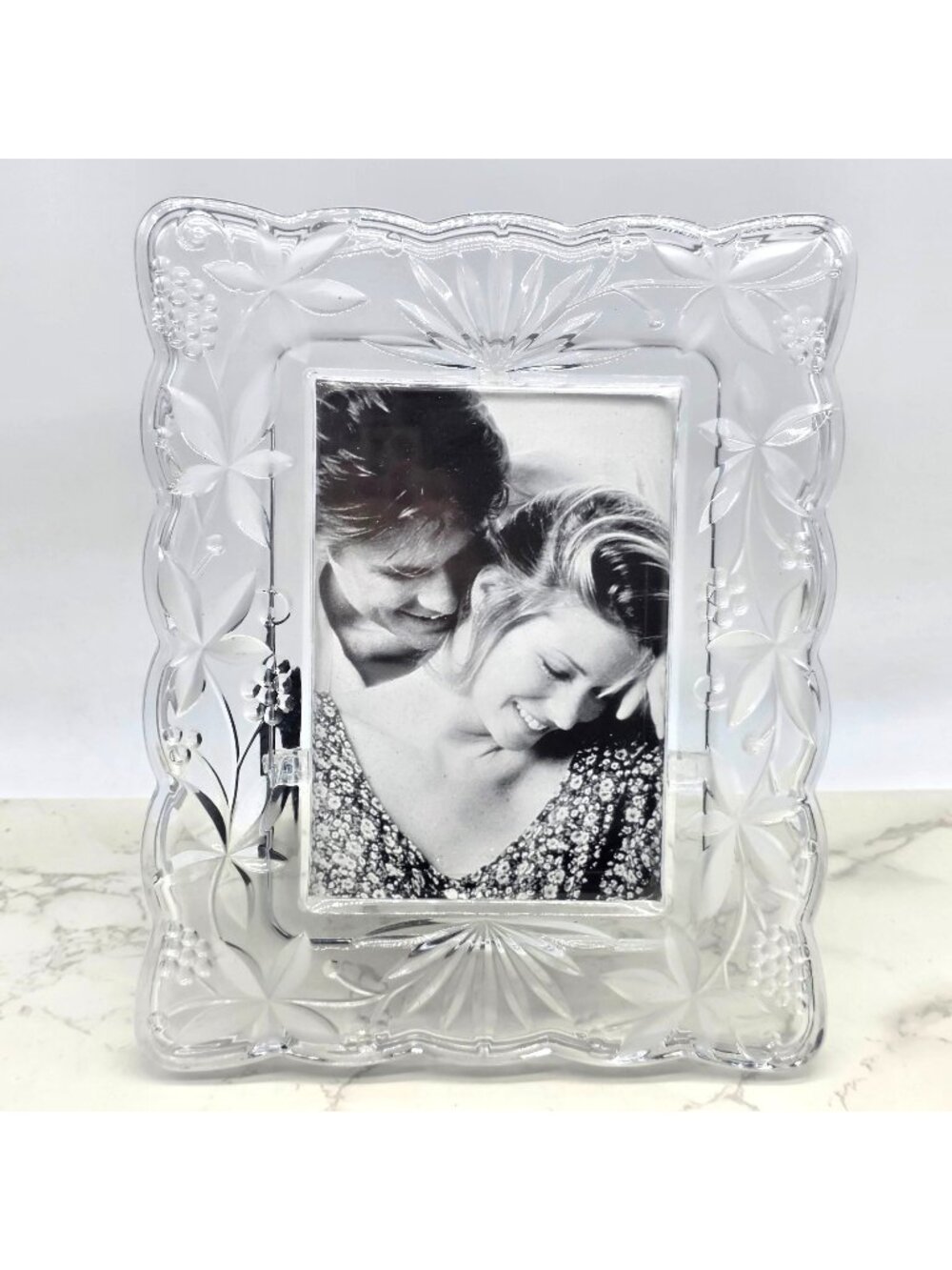 Mikasa Crystal Glass Picture Frame Garden Terrace Floral 11 in. Holds 5x7 Photo